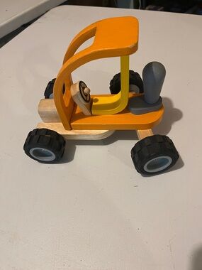 Plan Toys Wooden Orange Push Car Toy For Kids - Forklift